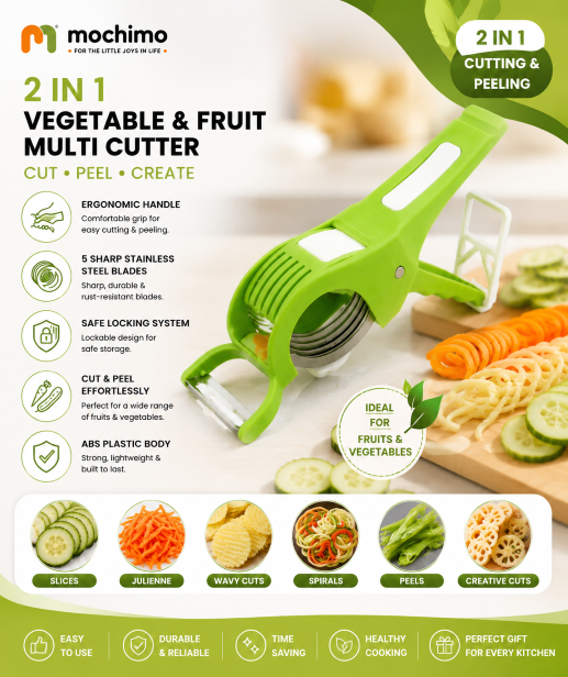 Plastic 2 in 1 Vegetable & Fruit Multi Cutter with Peeler