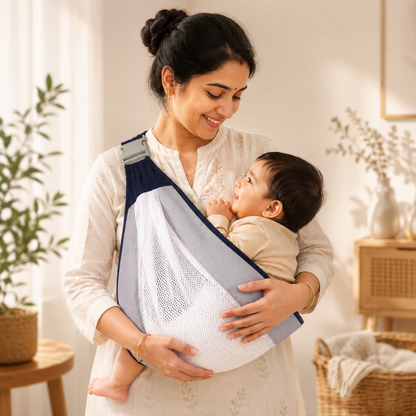 Baby Sling Carrier Adjustable Baby Holder Carrier Baby Half Wrapped Sling Hip Carrier Breathable Cotton Mesh Fabric for Newborn