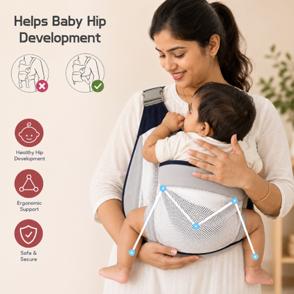 Baby Sling Carrier Adjustable Baby Holder Carrier Baby Half Wrapped Sling Hip Carrier Breathable Cotton Mesh Fabric for Newborn